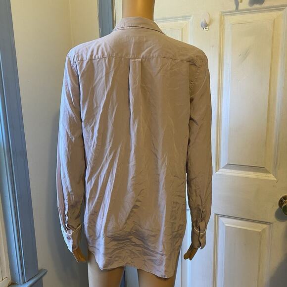 EQUIPMENT FEMME Sz S/P Silk Button Up Shirt Long Sleeve Light Purple Luxury Top - Picture 7 of 8